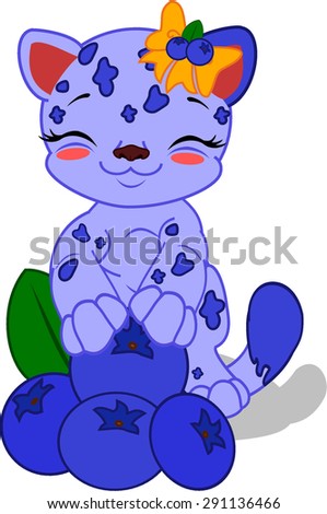 Cartoon cat with blueberry.