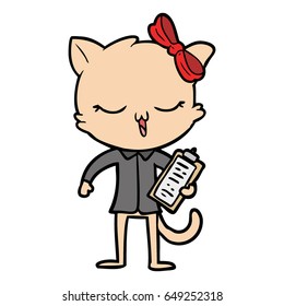 gato de dibujos animados con arco sobre la cabeza