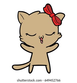 cartoon cat with bow on head