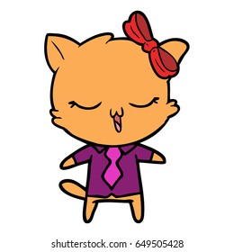 gato de desenho animado com arco na cabeça