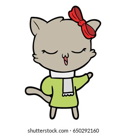 Karikatze mit Schleife auf dem Kopf