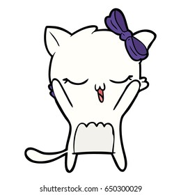 cartoon cat with bow on head