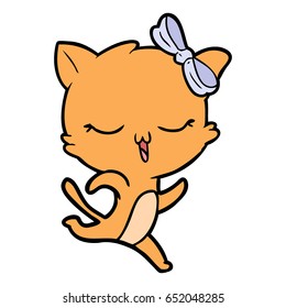 cartoon cat with bow on head