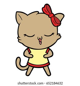 cartoon cat with bow on head