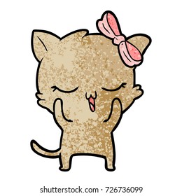 cartoon cat with bow on head