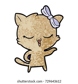 gato de desenho animado com arco na cabeça