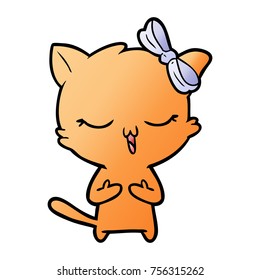 cartoon cat with bow on head