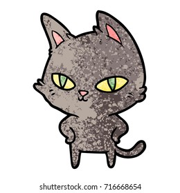 cartoon cat with bright eyes