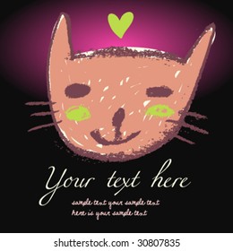 Cartoon cat - bright stylish vector background