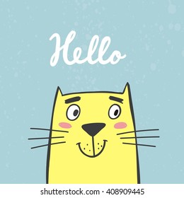 Cartoon cat card. 