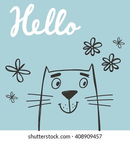 Cartoon cat card. 