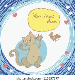 cartoon cat card , element,