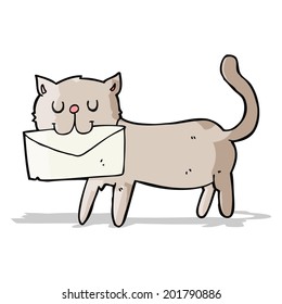 cartoon cat carrying letter