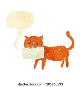 cartoon cat carrying letter