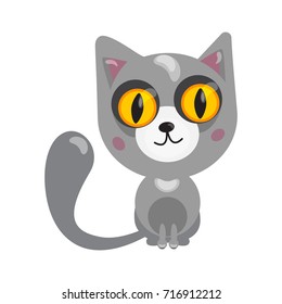 cartoon cat character in flat art style. Vector illustration.