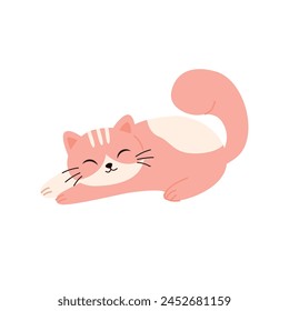 Cartoon cat characters. Different cat`s poses. Flat color simple style design.