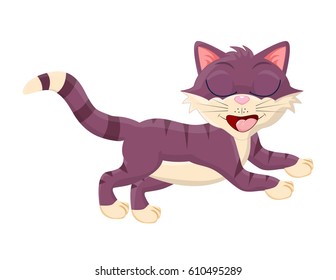 cartoon cat with closed eyes vector symbol icon design. Beautiful illustration isolated on white background