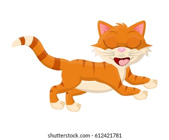 cartoon cat with closed eyes vector symbol icon design. Beautiful illustration isolated on white background
