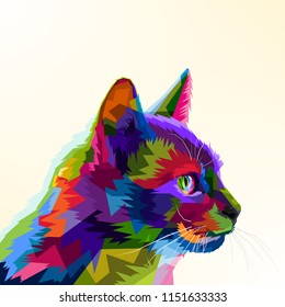 cartoon cat colorful on pop art style