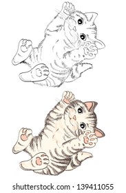 Cartoon cat for coloring book