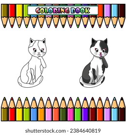 Cartoon cat for coloring book