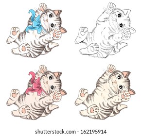 Cartoon cat for coloring book. Vector illustration.