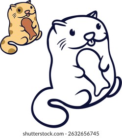 "Desenho animado gato colorir página com peixes - Ilustração de vetor bonito para crianças"

Descrição:
Adorável gato estilo cartoon segurando um osso de peixe, fornecido em um formato de página de coloração preto-e-branco limpo 