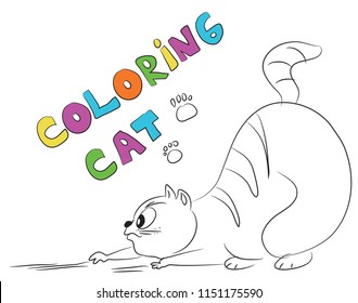 Cartoon cat coloring page vector