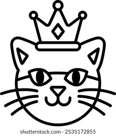 Un gato de dibujos animados con una corona en la cabeza