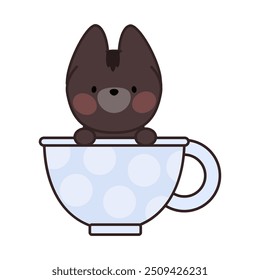 Cartoon cat in a cup