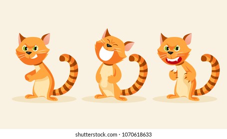 Cartoon cat with different emotions. Vector illustration