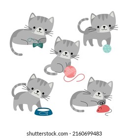 Cartoon Cat Different Poses Emotions Cute Stock Vector Royalty Free Cartoon Cat Different Poses Emotions Cute Stock Vector Royalty Free