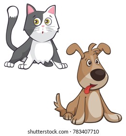 Cartoon Cat and Dog Illustrations