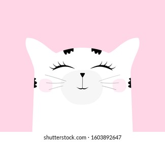 Cartoon cat drawing. Cute funny beast