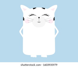 Cartoon cat drawing. Cute funny beast
