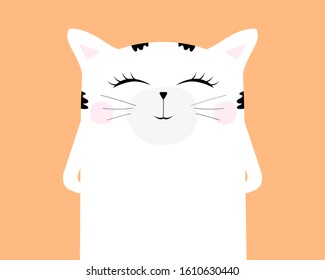 Cartoon cat drawing. Cute funny beast