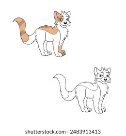 Cartoon cat drawing with line art style. Simple design outline style. You can change color you want. Easy to edit. Vector illustration
