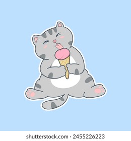 cartoon cat is eating an ice cream cone