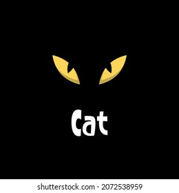 cartoon cat eyes concept.vector funny cartoon concept. yellow cat eyes and comic font.