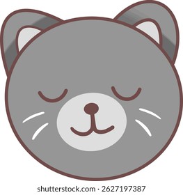 a cartoon cat face with closed eyes