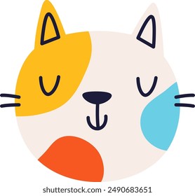 Cartoon Cat Face Portrait Vector Illustration