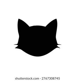 Cartoon cat face silhouette icon vector flat design.