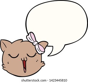 cartoon cat face with speech bubble