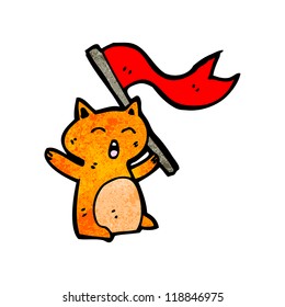 cartoon cat with flag