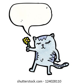 cartoon cat with flower