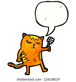 gato de dibujos animados con flor