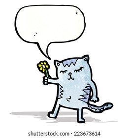 cartoon cat with flower