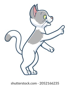 Cartoon cat gesturing finger at something. 