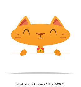 Gato de dibujos animados colgando del vector de borde ilustración aislada