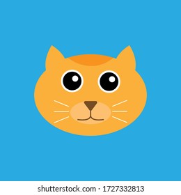 Cartoon Cat Head with orange color and blue background vector illustration